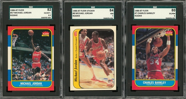 1986/87 Fleer Basketball High Grade Complete Set (132) Plus Stickers Complete Set (11)